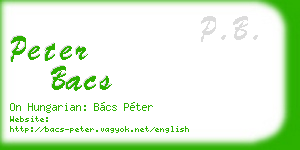 peter bacs business card