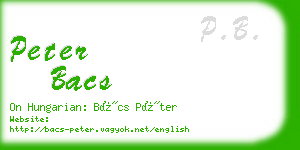 peter bacs business card